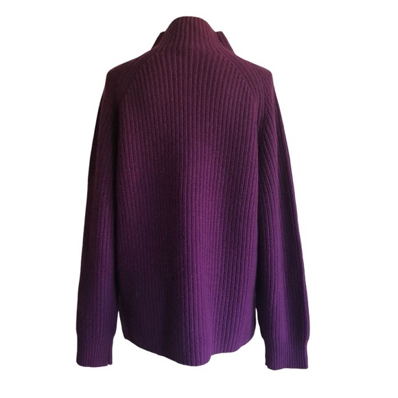 Theory Sweater Mock Neck Wool Cashmere Relaxed Fit Purple Medium - Picture 3 of 9